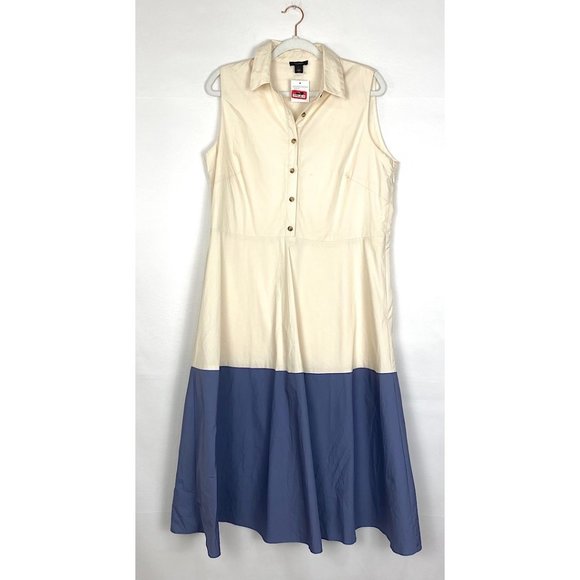 Halogen Dresses & Skirts - Halogen Sleeveless Collared Button Down Colorblock Midi Dress